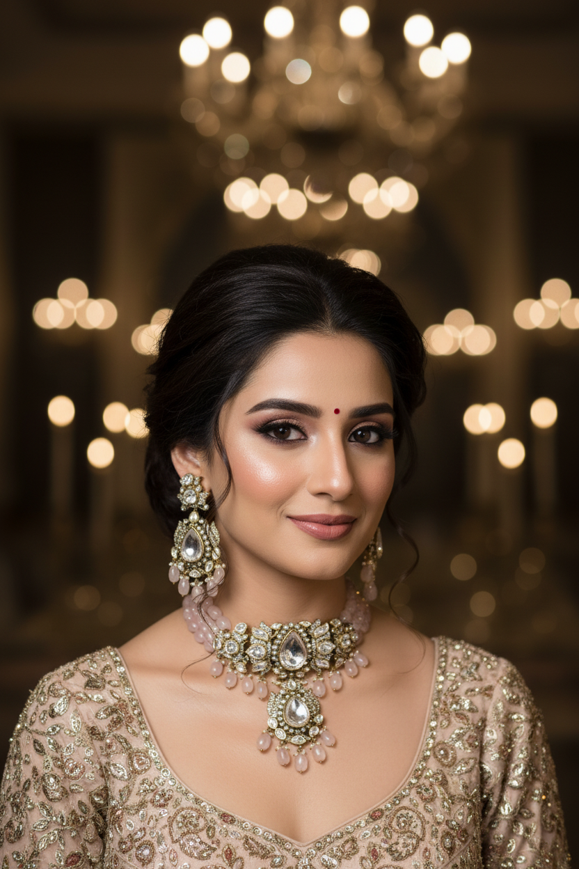 Bridal choker set at wedding reception