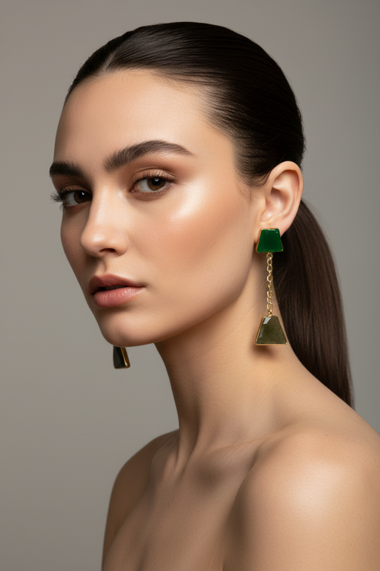 Earrings on model - three-quarter view