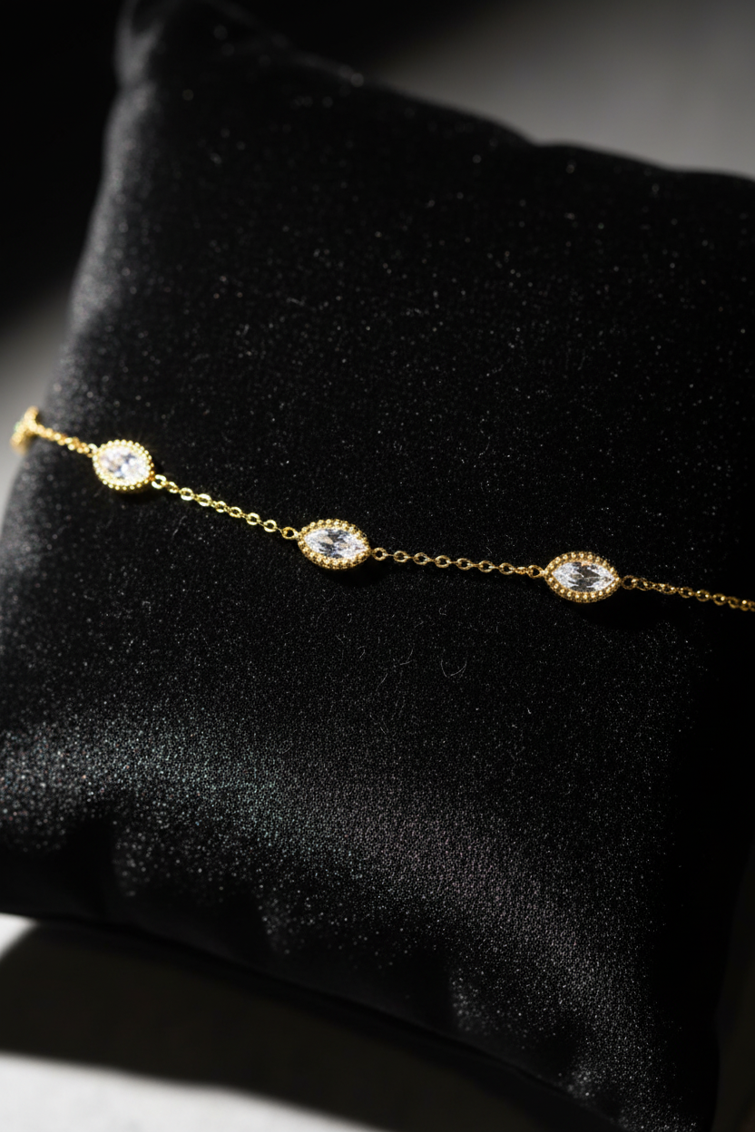 Marquise charm anklet horizontal