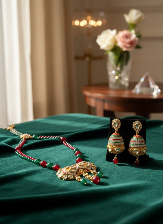 Multicolor Beaded Set Flat Lay