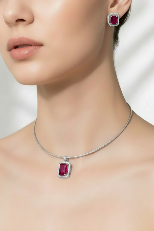 Ruby Red Silver Set