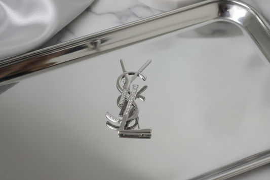 YSL Logo Brooch