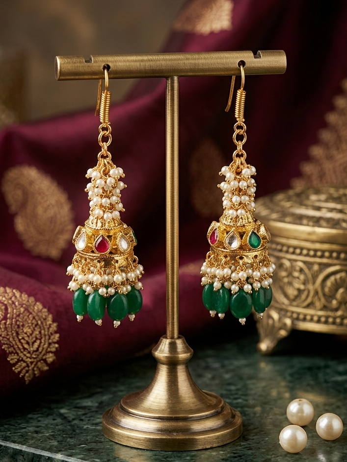 Mogra Pearl Chandbali Earrings