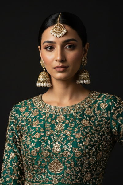 Saffroni Earrings/Tikka Set