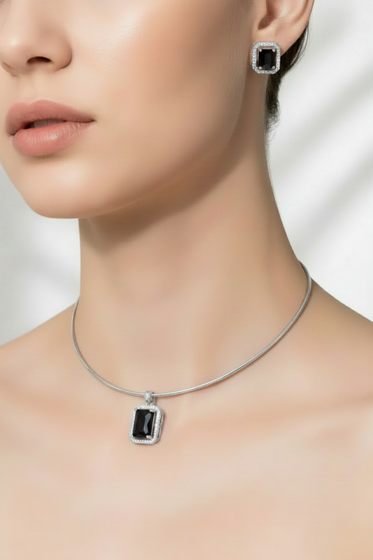 Black Onyx Silver Set