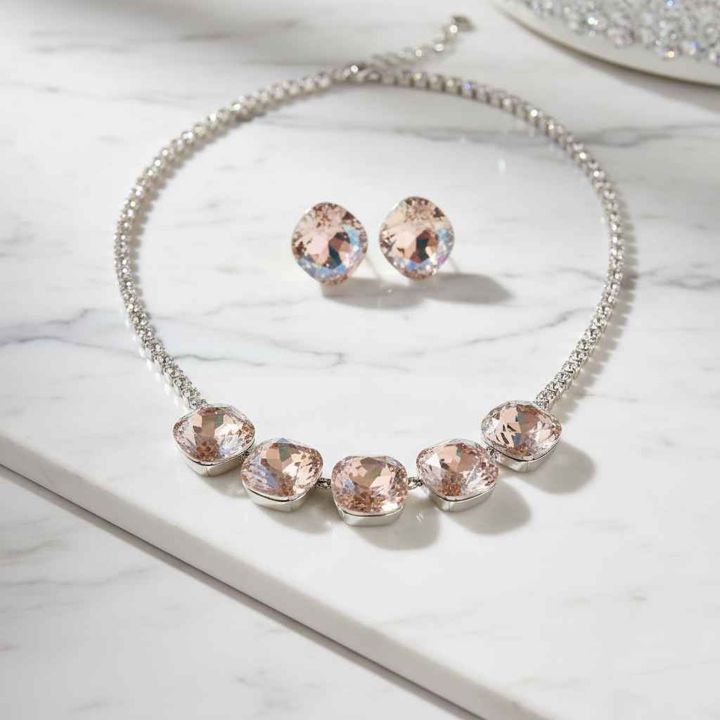 Crystal Statement Necklace Set Professional Setting