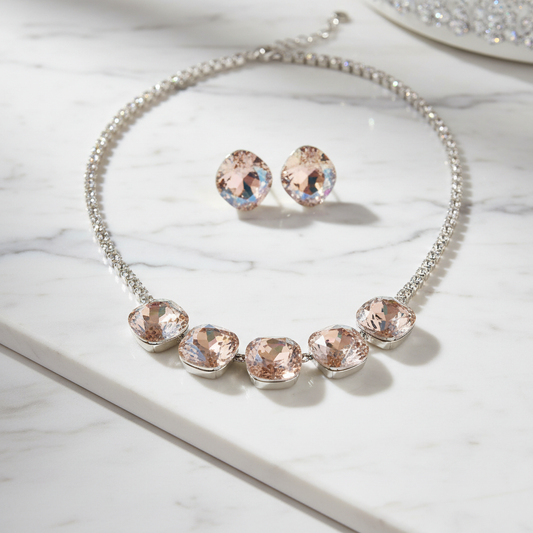 Crystal Statement Necklace Set Professional Setting