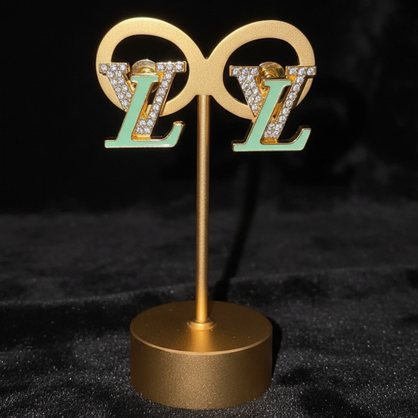 Designer Stud Earrings with Pastel Green