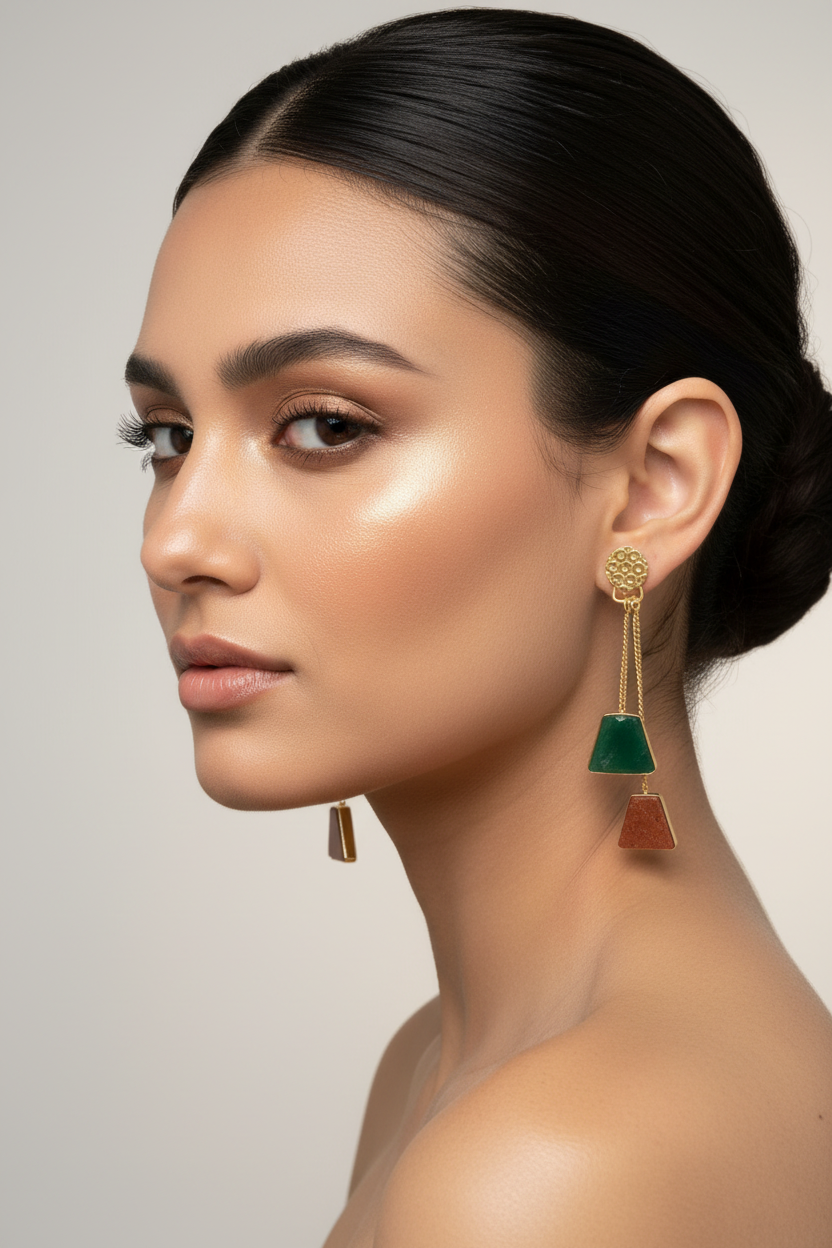Earrings on model - close-up beauty shot
