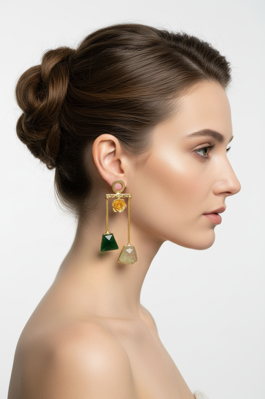 Earrings on model - side profile