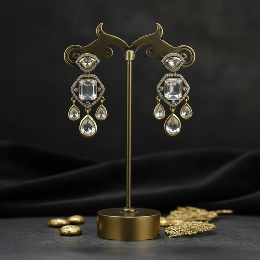 Elegant earring display with clear stones