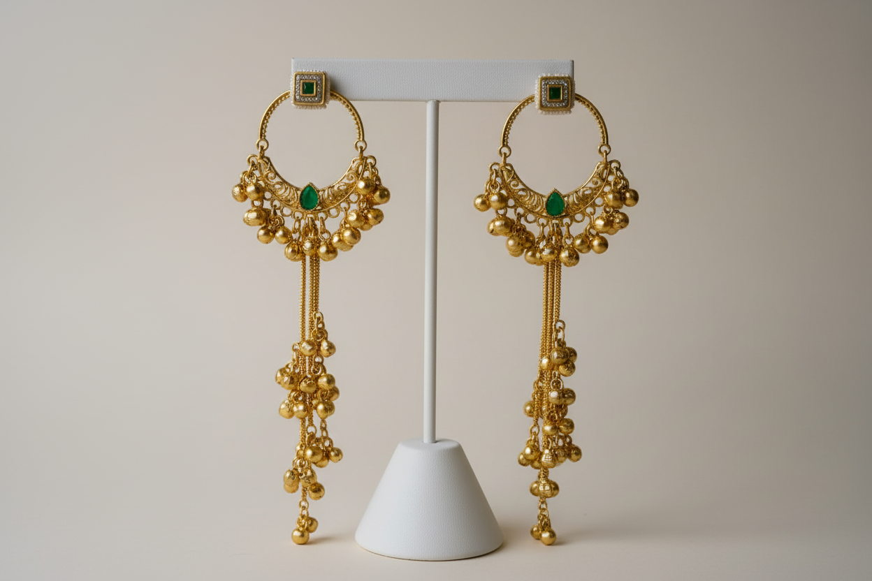Emerald chandbali earrings - professional studio