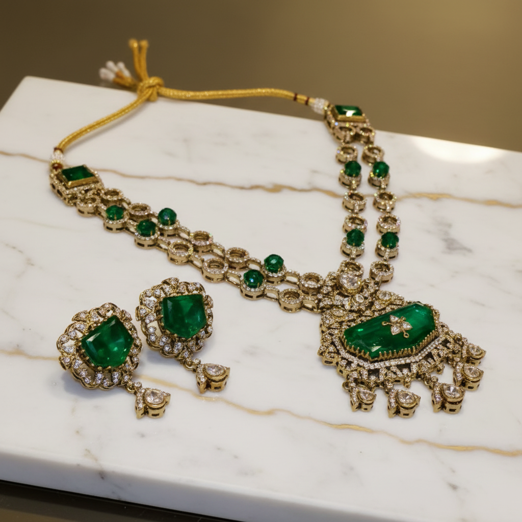 Emerald Statement Necklace Professional Setting