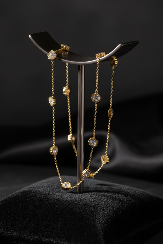 Flower charm anklet on display