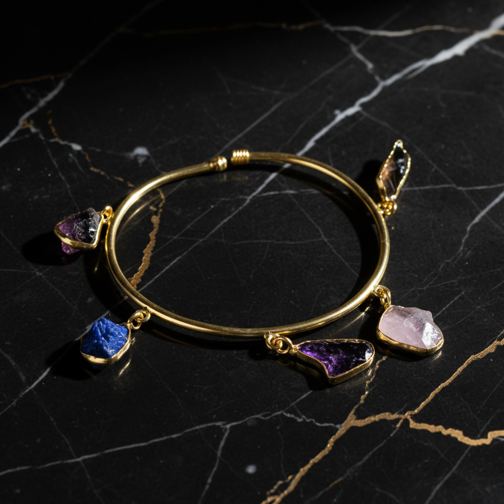 Gemstone Cuff Bracelet Flat Lay