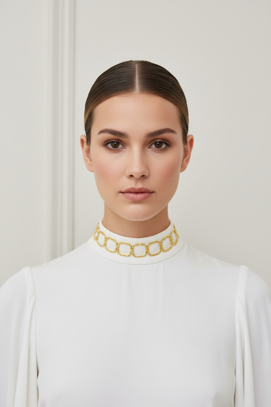 Gold Geometric Link Choker on Model