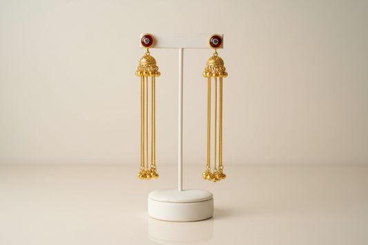 Gold jhumka chandelier earrings - professional studio