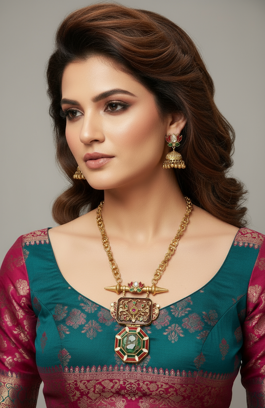 Gold Lotus Set with Modern Indian Outfit