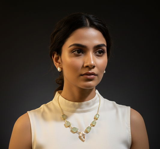 Jade necklace on Indian model
