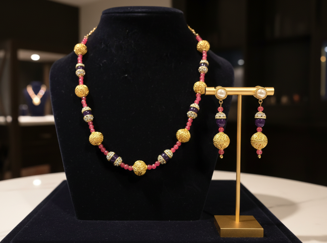 Jewelry Set on Navy Velvet Tray
