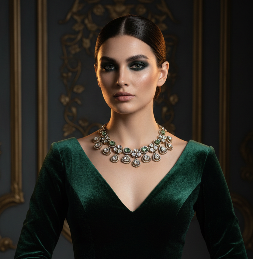 Jewelry set worn by model