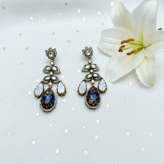 Moonstone earrings with lily