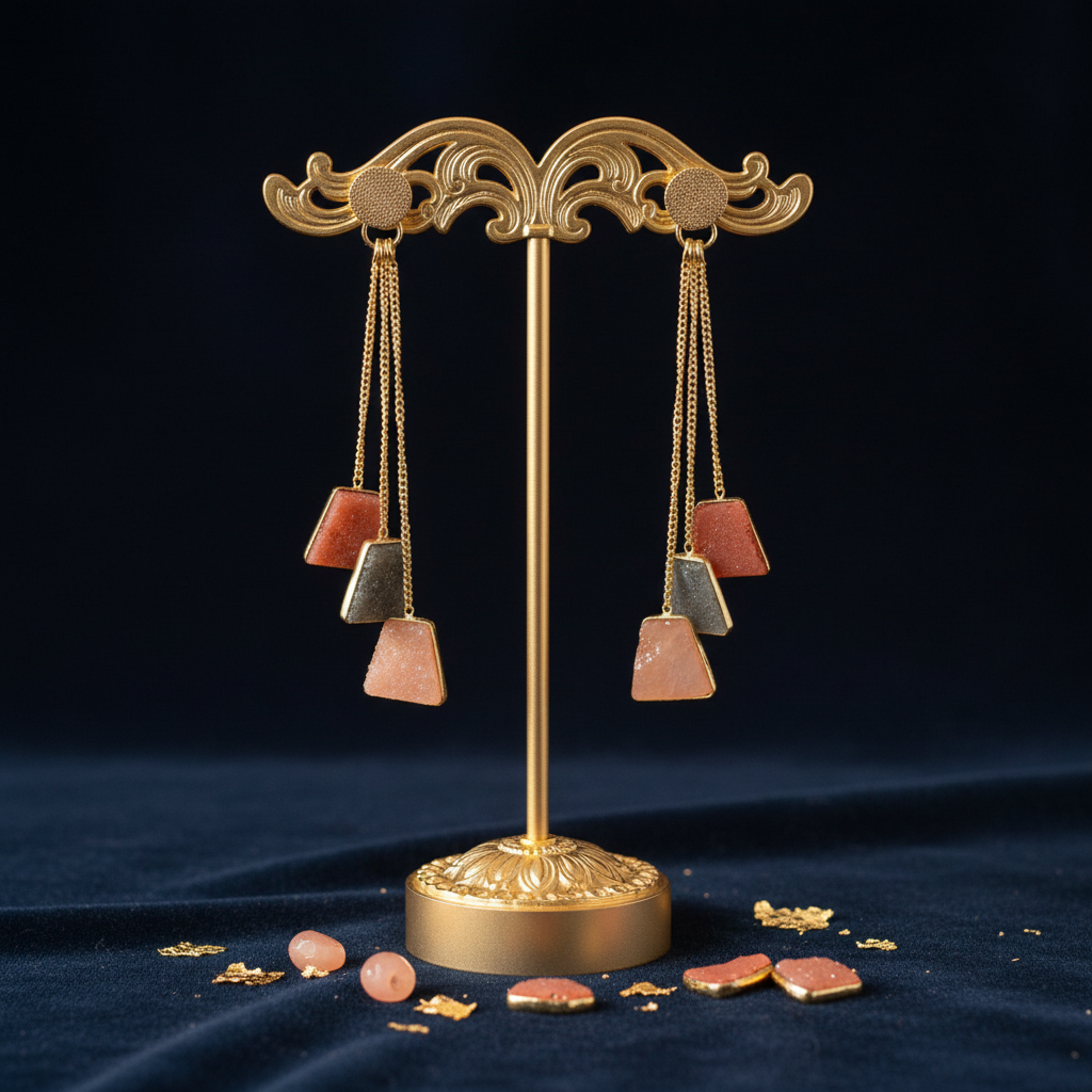Peach Druzy Earrings