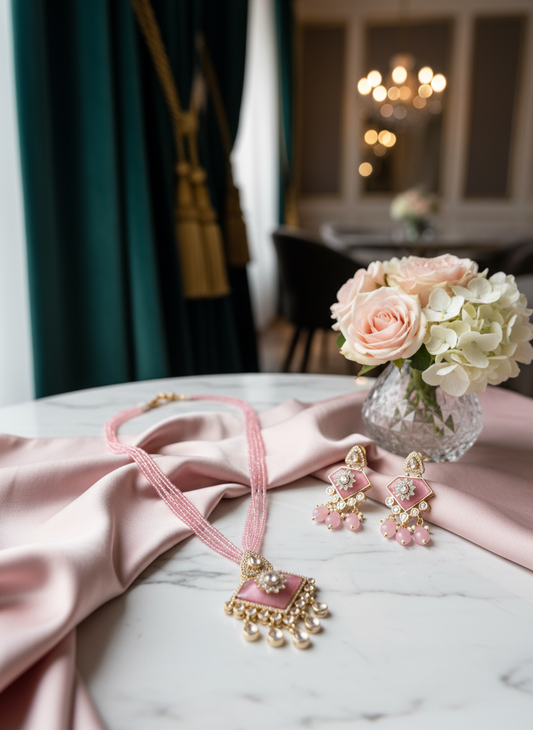 Pink Chandelier Set Flat Lay