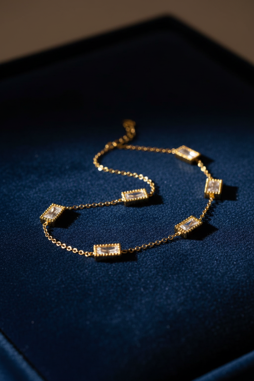 Rectangular charm anklet - exact shape