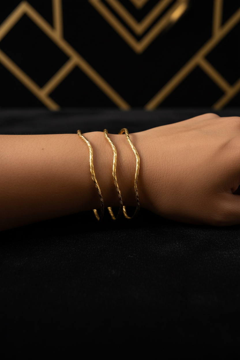 Twisted Bangles Elegant Setting